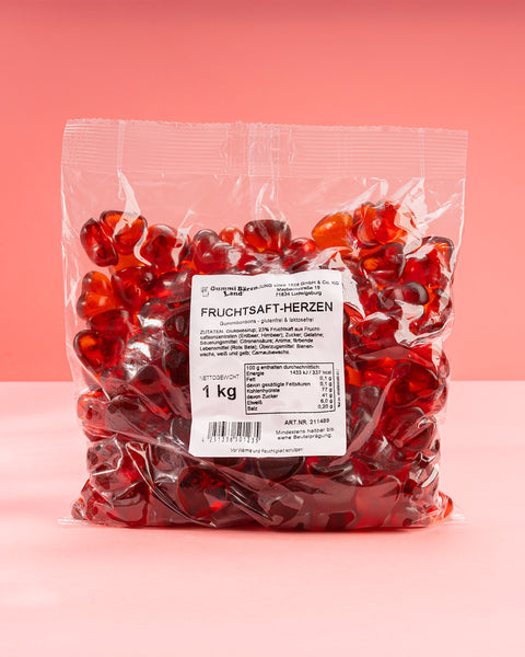 Fruchtsaft Herzen, Himbeer