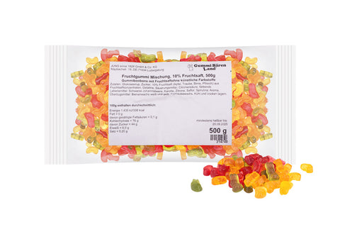 Fruchtgummi Mischung, 10% Fruchtsaft, 500g