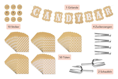 Candy Bar Zubehör Set inkl. Deko