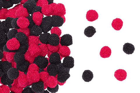 Fruchtgummi Him-/Brombeeren mit Zuckerperlen, 500g