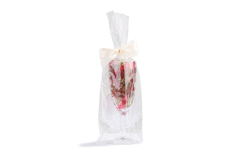 Sektglas gefüllt mit Fruchtgummi Rosen, 150g