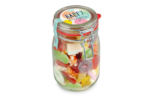 Fruchtgummi Midi Bügelglas Happy Birthday