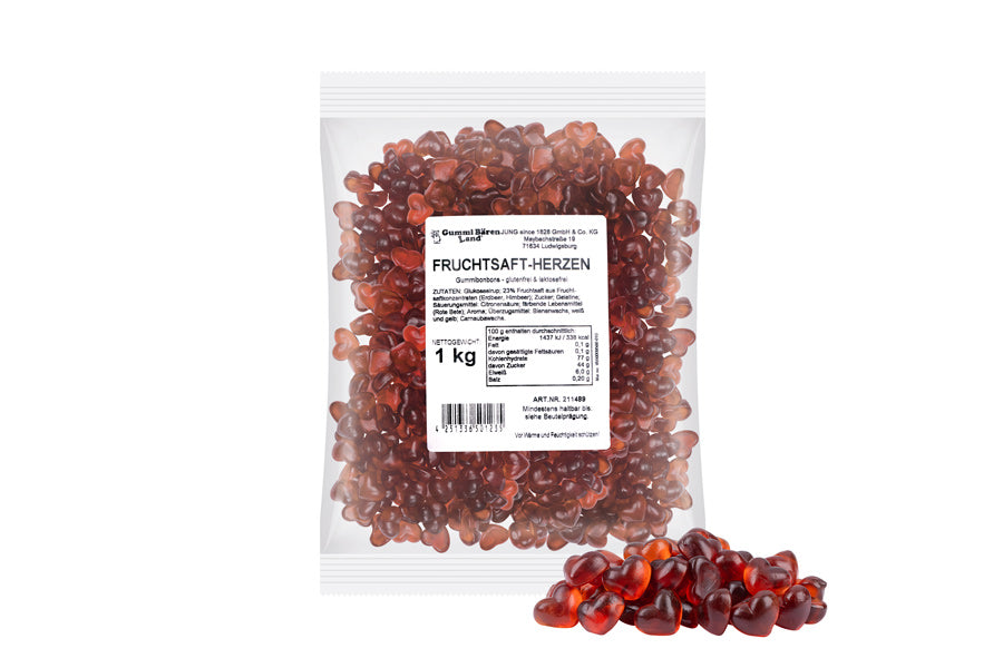 Fruchtsaft Herzen, rot Himbeer, 1Kg