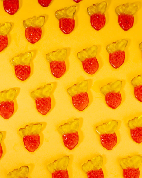 Fruchtgummi Erdbeer Rhabarber – mit Fruchtstückchen