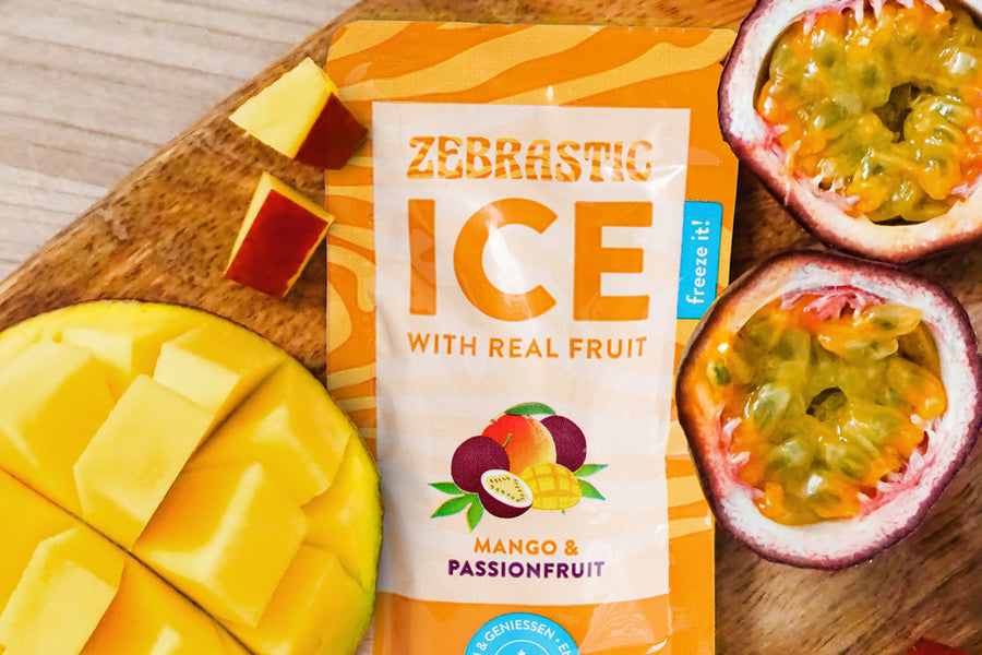Zebrastic Ice, Mango & Passionsfrucht, Wassereis zum Selbsteinfrieren, 50 Stück
