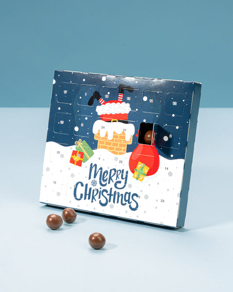XS Adventskalender mit Brandtkugeln Schokolade - Merry Christmas Kaminunfall