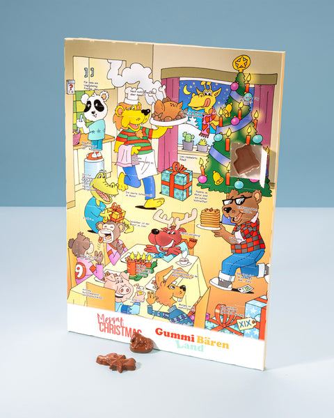 Wand Adventskalender mit Vollmilch-Schokotäfelchen - Rätsel Motiv
