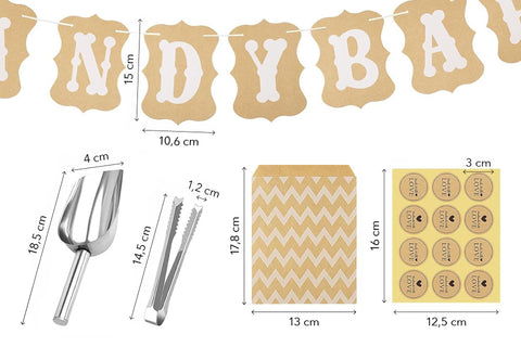 Candy Bar Zubehör Set inkl. Deko
