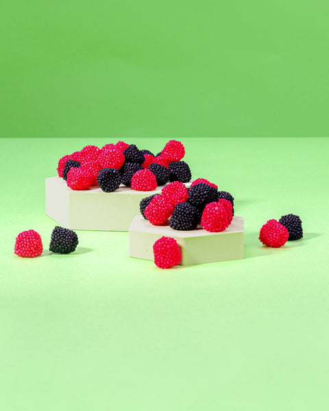 Fruchtgummi Him-/Brombeeren – mit Fruchtsaft und Zuckerperlen