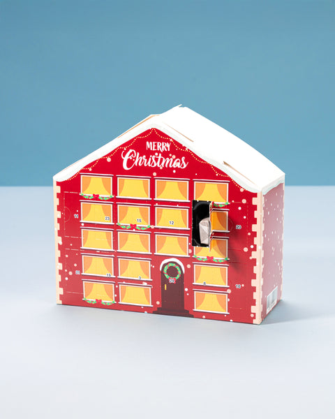 Adventskalender Haus mit Napolitains im Pergaminpapier - Weihnachtshaus