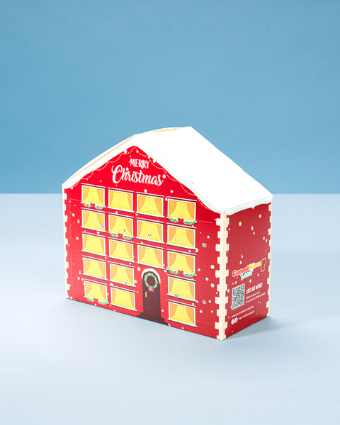 Adventskalender Haus mit Napolitains im Pergaminpapier - Weihnachtshaus