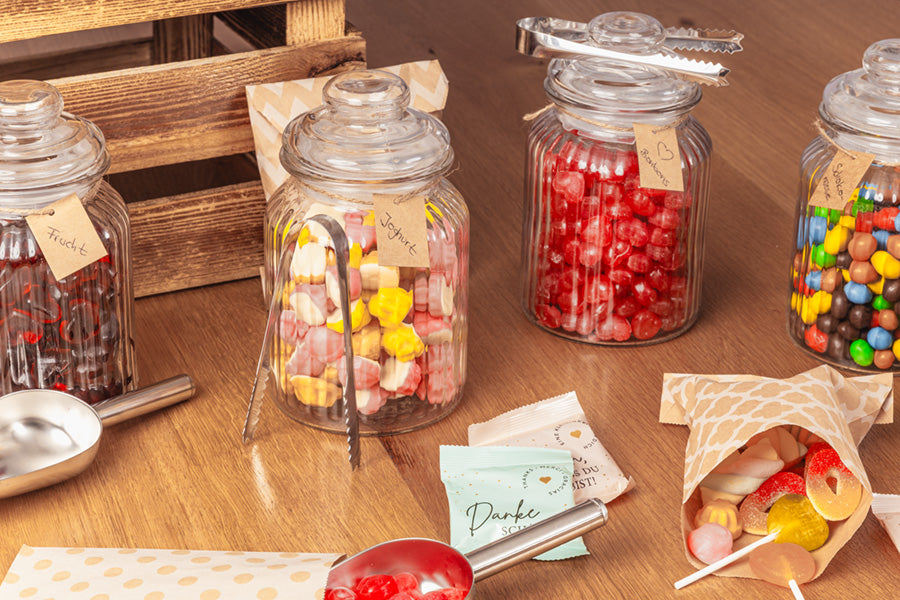 Candy Bar Zubehör Set inkl. 6 Vintage Gläser