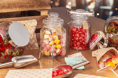 Candy Bar Zubehör Set inkl. 6 Gläser (sortiert) – Gummi Bären Land