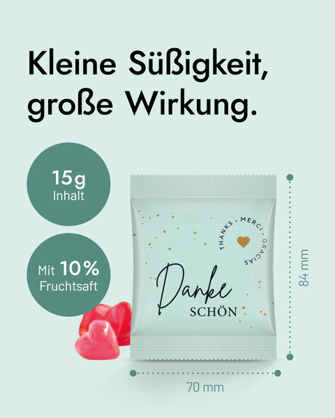 Minitüte Fruchsaft Herzen Danke, 10 | 25 | 50 Stück 2