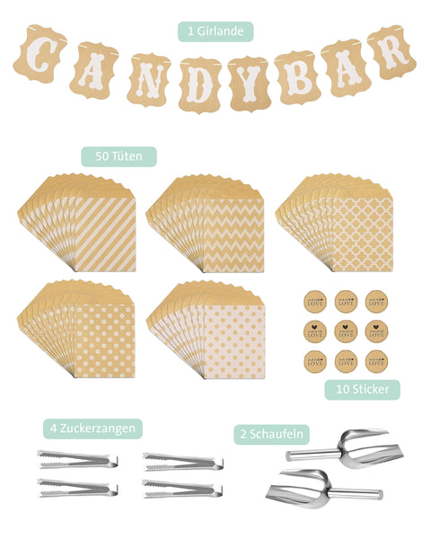 Candy Bar Zubehör Set inkl. Deko