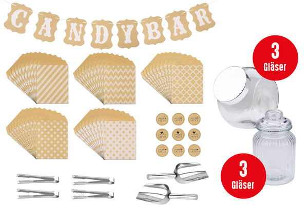 Candy Bar Zubehör Set inkl. 6 Gläser (sortiert)