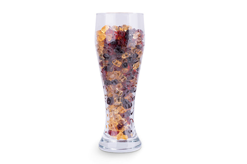 Weizenbierglas gefüllt mit Fruchtsaft Mini-Bären, 500g