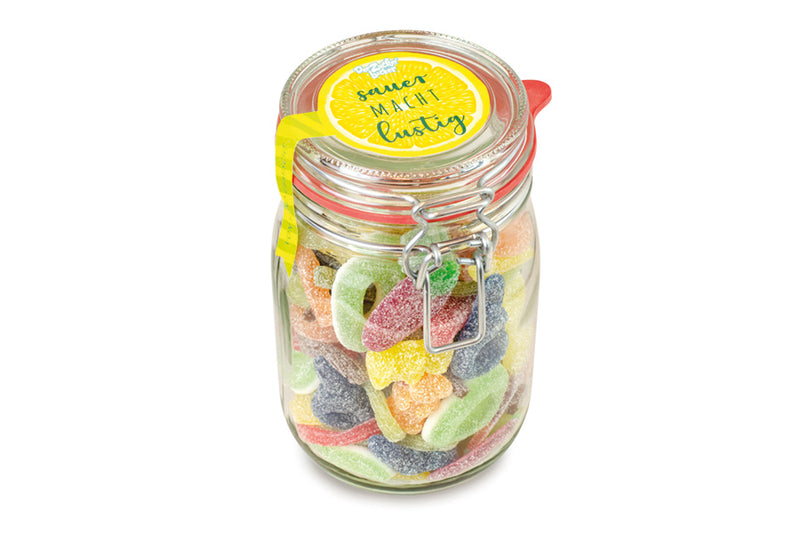 Fruchtgummi Midi Bügelglas Sauer macht Lustig