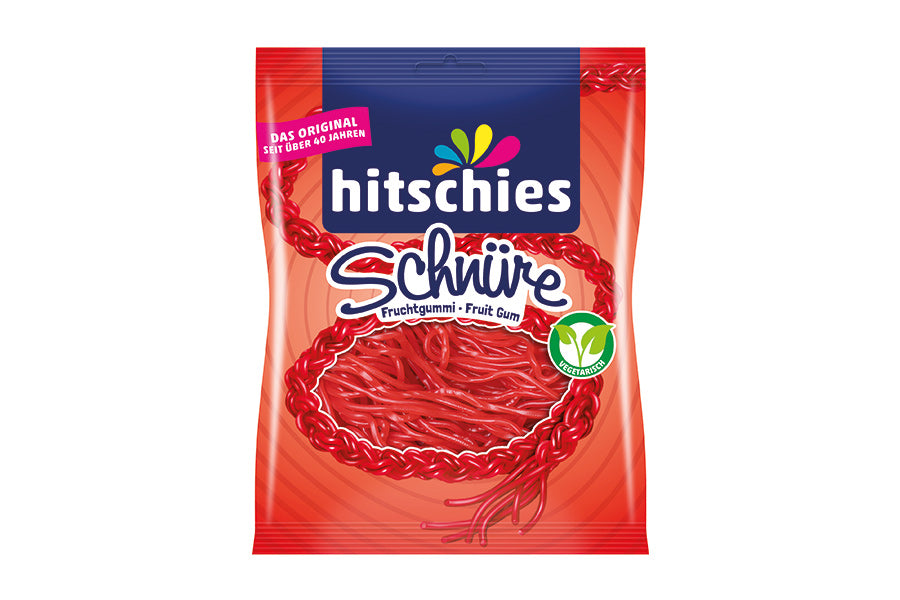Hitschies Fruchtgummi Schnüre Erdbeere 125g