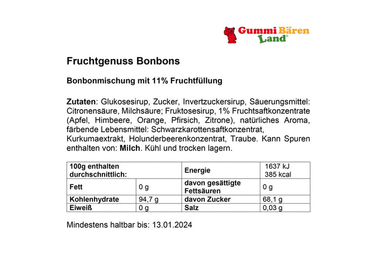 Fasching Fruchtgenuss Bonbons, 11 kg Karton